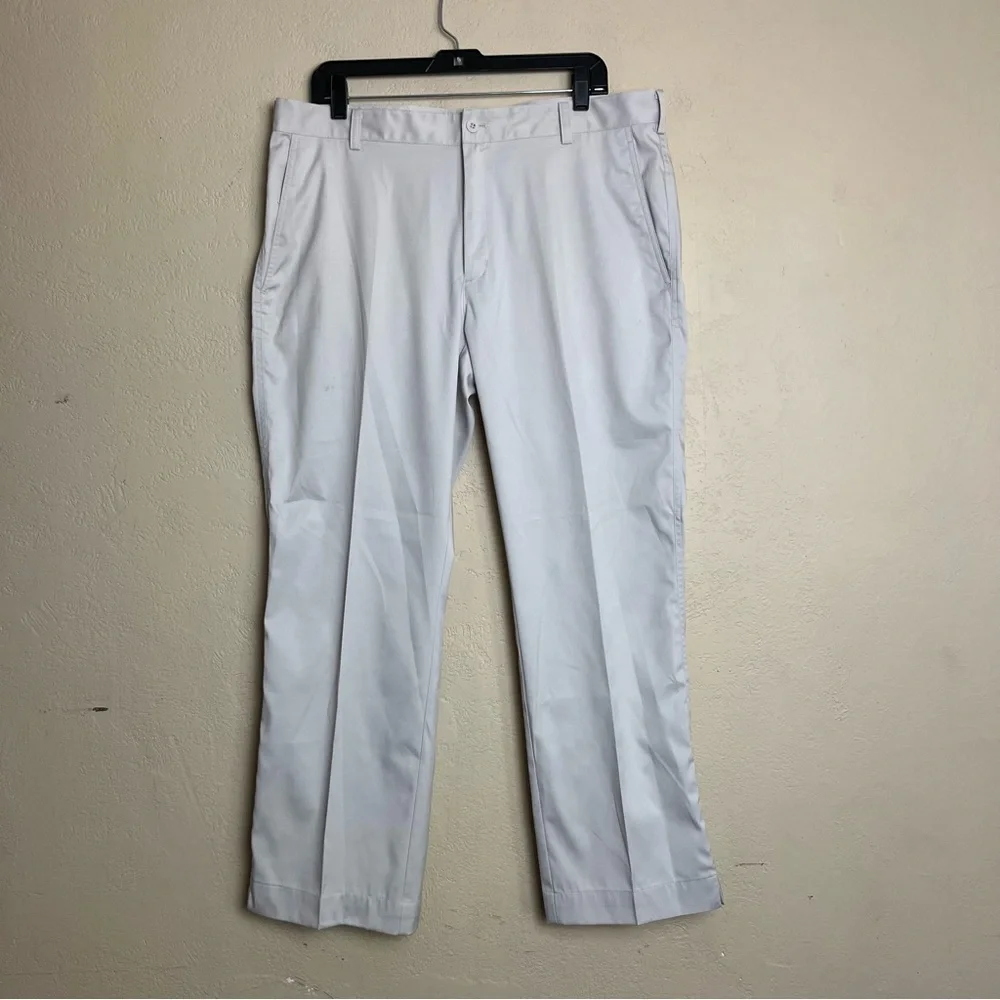 Nike Golf Dri Fit Pants Men's 36x30 Flat Front Golf Beige Polyester‎ Spandex